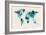 Map of the World Map Watercolor-Michael Tompsett-Framed Art Print