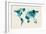 Map of the World Map Watercolor-Michael Tompsett-Framed Art Print