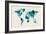 Map of the World Map Watercolor-Michael Tompsett-Framed Art Print