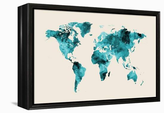 Map of the World Map Watercolor-Michael Tompsett-Framed Stretched Canvas