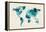 Map of the World Map Watercolor-Michael Tompsett-Framed Stretched Canvas