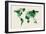Map of the World Map Watercolor-Michael Tompsett-Framed Art Print