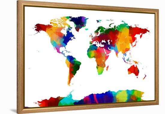 Map of the World Map-Michael Tompsett-Framed Stretched Canvas