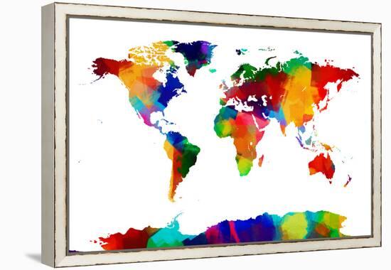 Map of the World Map-Michael Tompsett-Framed Stretched Canvas