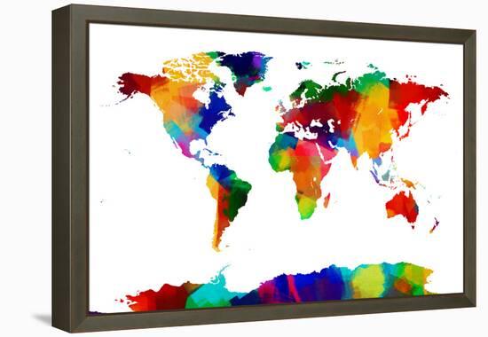 Map of the World Map-Michael Tompsett-Framed Stretched Canvas