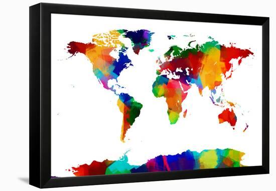 Map of the World Map-Michael Tompsett-Framed Stretched Canvas