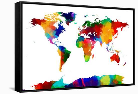 Map of the World Map-Michael Tompsett-Framed Stretched Canvas