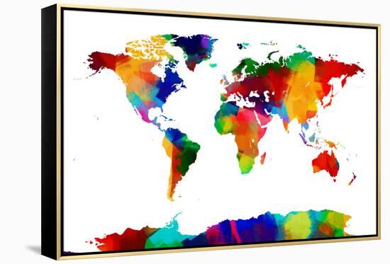 Map of the World Map-Michael Tompsett-Framed Stretched Canvas