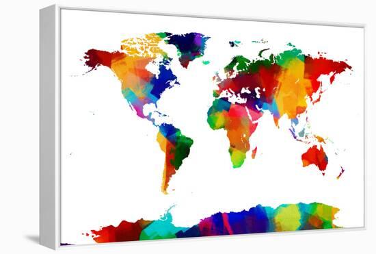 Map of the World Map-Michael Tompsett-Framed Stretched Canvas