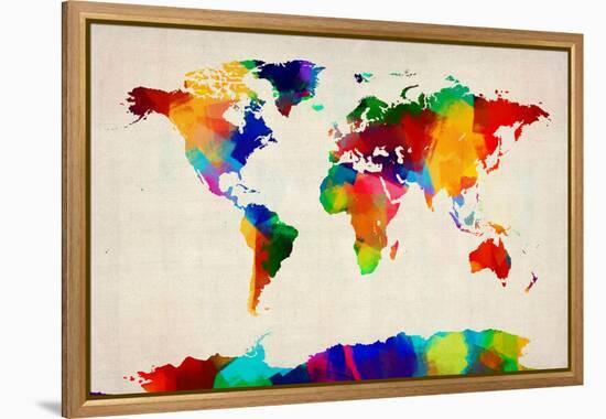 Map of the World Map-Michael Tompsett-Framed Stretched Canvas