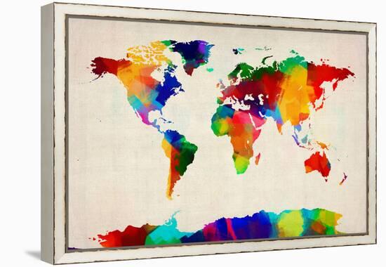 Map of the World Map-Michael Tompsett-Framed Stretched Canvas