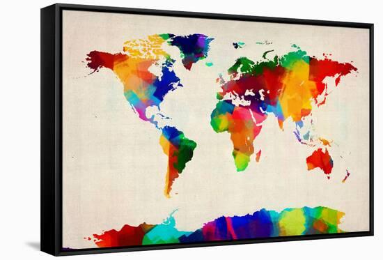Map of the World Map-Michael Tompsett-Framed Stretched Canvas