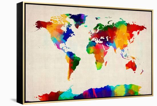 Map of the World Map-Michael Tompsett-Framed Stretched Canvas