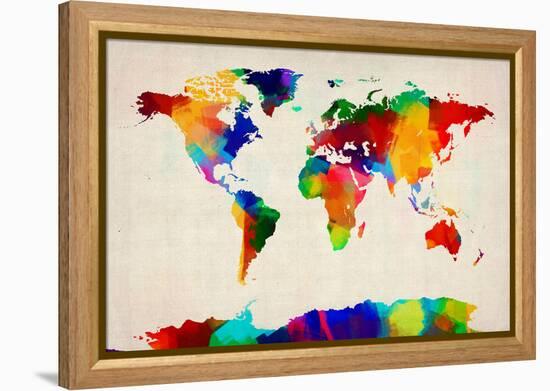 Map of the World Map-Michael Tompsett-Framed Stretched Canvas