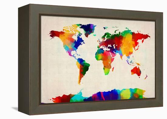 Map of the World Map-Michael Tompsett-Framed Stretched Canvas