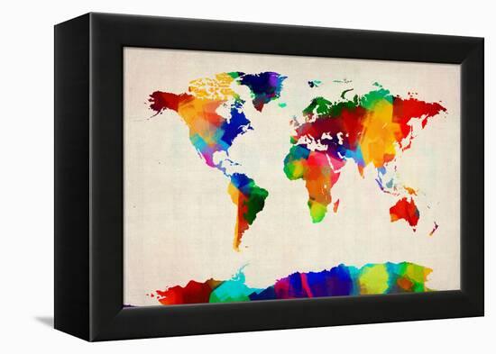 Map of the World Map-Michael Tompsett-Framed Stretched Canvas