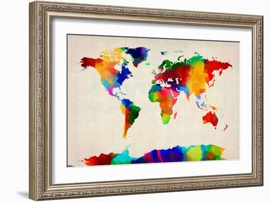 Map of the World Map-Michael Tompsett-Framed Art Print