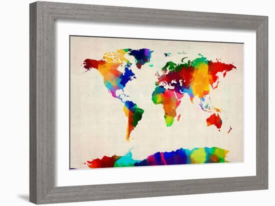 Map of the World Map-Michael Tompsett-Framed Art Print