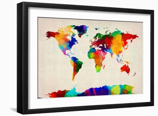 Map of the World Map-Michael Tompsett-Framed Art Print