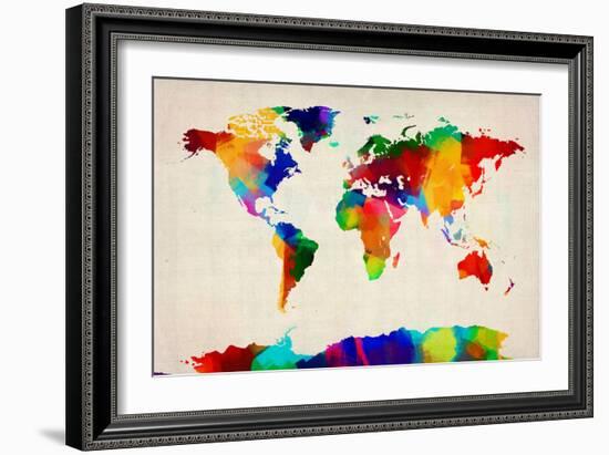 Map of the World Map-Michael Tompsett-Framed Art Print