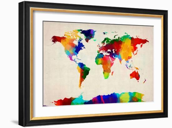 Map of the World Map-Michael Tompsett-Framed Art Print