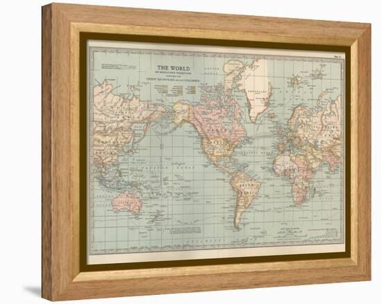 Map of the World on Mercator's Projection, Showing the Chief Countries and their Colonies-Encyclopaedia Britannica-Framed Stretched Canvas