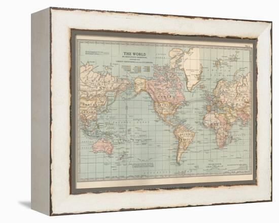 Map of the World on Mercator's Projection, Showing the Chief Countries and their Colonies-Encyclopaedia Britannica-Framed Stretched Canvas