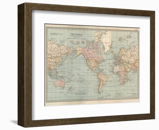 Map of the World on Mercator's Projection, Showing the Chief Countries and their Colonies-Encyclopaedia Britannica-Framed Premium Giclee Print