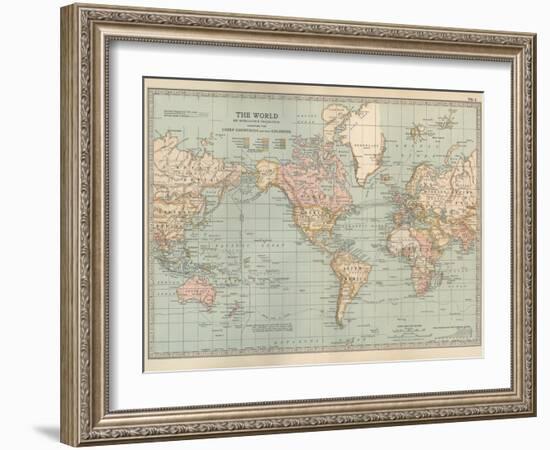 Map of the World on Mercator's Projection, Showing the Chief Countries and their Colonies-Encyclopaedia Britannica-Framed Art Print