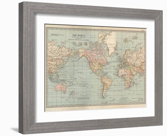 Map of the World on Mercator's Projection, Showing the Chief Countries and their Colonies-Encyclopaedia Britannica-Framed Art Print