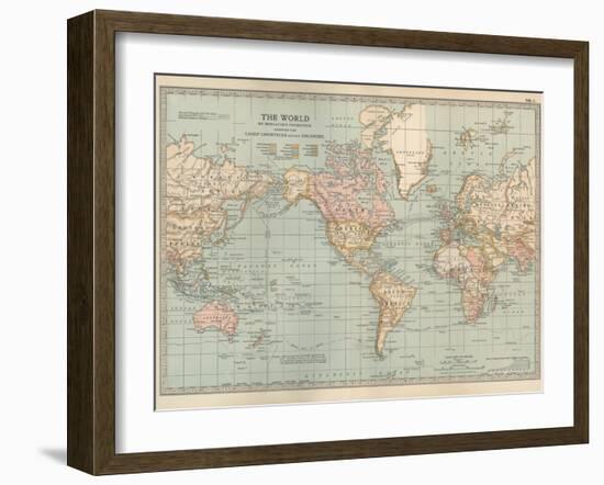 Map of the World on Mercator's Projection, Showing the Chief Countries and their Colonies-Encyclopaedia Britannica-Framed Art Print