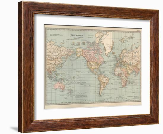 Map of the World on Mercator's Projection, Showing the Chief Countries and their Colonies-Encyclopaedia Britannica-Framed Art Print