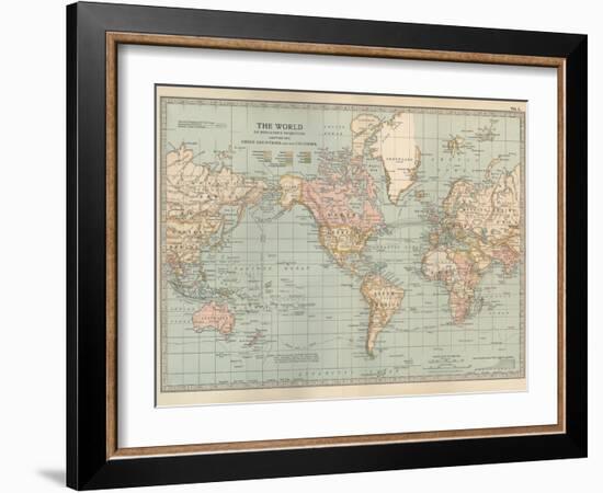 Map of the World on Mercator's Projection, Showing the Chief Countries and their Colonies-Encyclopaedia Britannica-Framed Art Print