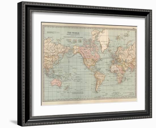 Map of the World on Mercator's Projection, Showing the Chief Countries and their Colonies-Encyclopaedia Britannica-Framed Art Print