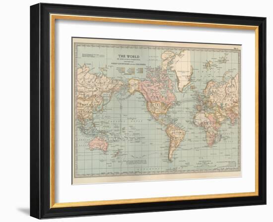 Map of the World on Mercator's Projection, Showing the Chief Countries and their Colonies-Encyclopaedia Britannica-Framed Art Print