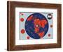 Map of the World - Our New Neighbors - Global Air Routes - Western Air Lines-Sally De Long-Framed Art Print