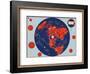 Map of the World - Our New Neighbors - Global Air Routes - Western Air Lines-Sally De Long-Framed Art Print