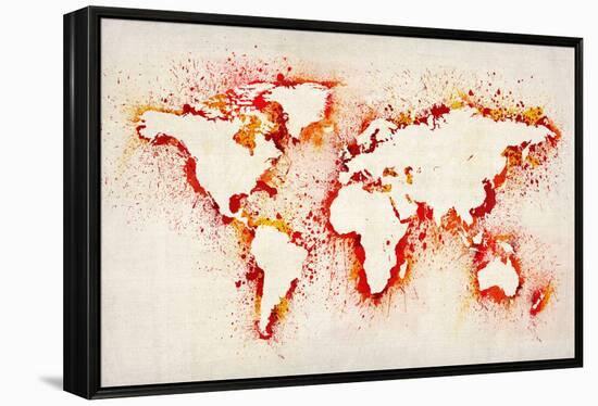 Map of the World Paint Splashes-Michael Tompsett-Framed Stretched Canvas