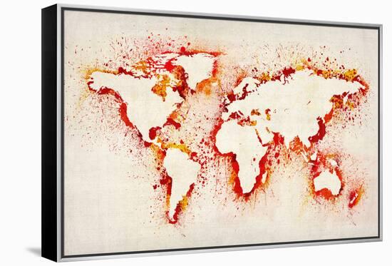 Map of the World Paint Splashes-Michael Tompsett-Framed Stretched Canvas