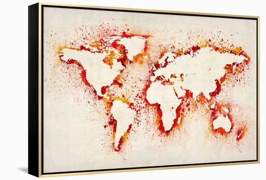 Map of the World Paint Splashes-Michael Tompsett-Framed Stretched Canvas