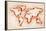 Map of the World Paint Splashes-Michael Tompsett-Framed Stretched Canvas