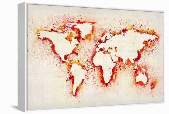 Map of the World Paint Splashes-Michael Tompsett-Framed Stretched Canvas