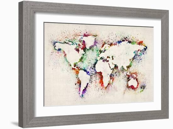 Map of the World Paint Splashes-Michael Tompsett-Framed Art Print