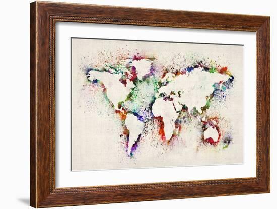 Map of the World Paint Splashes-Michael Tompsett-Framed Art Print