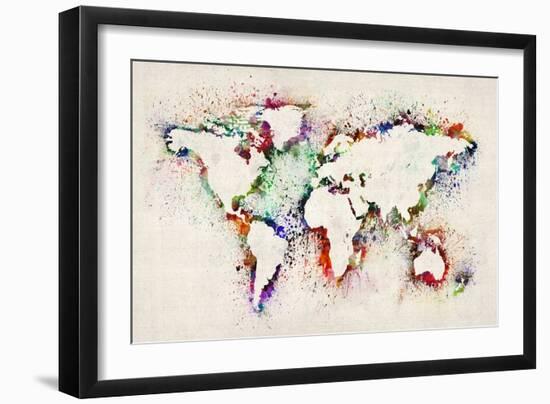 Map of the World Paint Splashes-Michael Tompsett-Framed Art Print