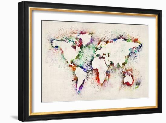 Map of the World Paint Splashes-Michael Tompsett-Framed Art Print