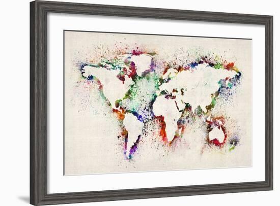 Map of the World Paint Splashes-Michael Tompsett-Framed Art Print