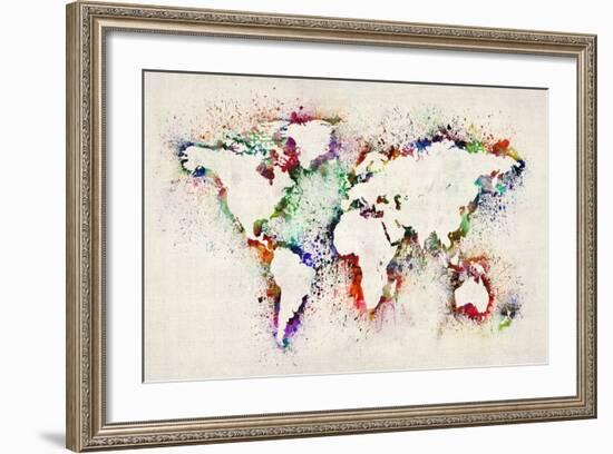 Map of the World Paint Splashes-Michael Tompsett-Framed Art Print