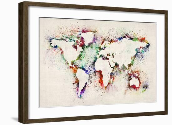 Map of the World Paint Splashes-Michael Tompsett-Framed Art Print