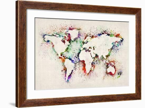 Map of the World Paint Splashes-Michael Tompsett-Framed Art Print